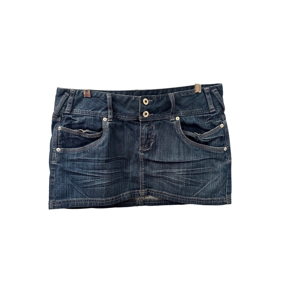 Guess Jeans Womens Dark Wash Low Rise Denim Micro Mini Skirt SZ 31 Y2K clubcore